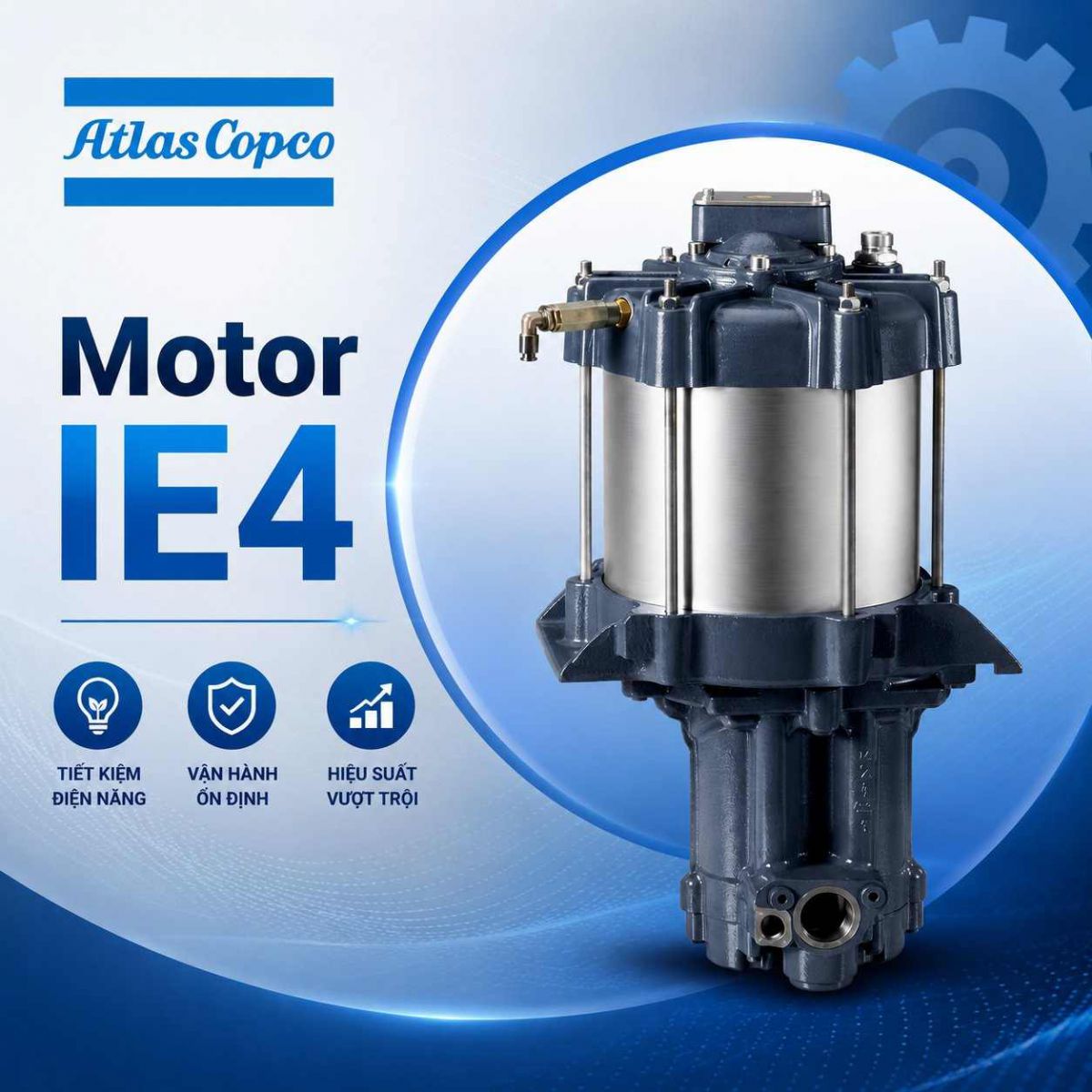 Motor IE4 trong máy nén khí atlas copco